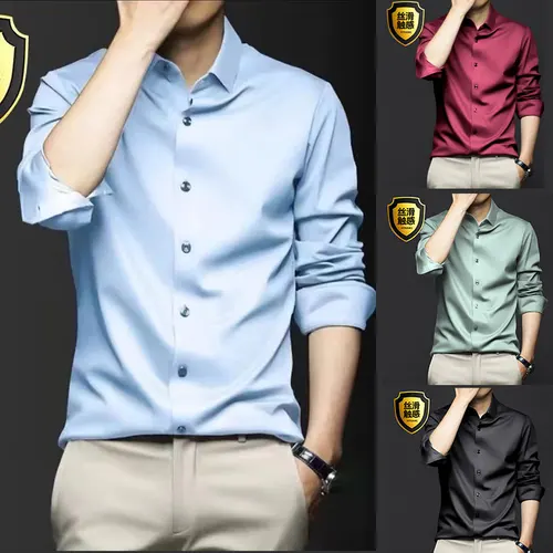 Camisa formal de manga larga para hombre 6XL, primavera y otoño, seda helada, talla grande, informal, de negocios, alta calidad, ropa libre, transpirable