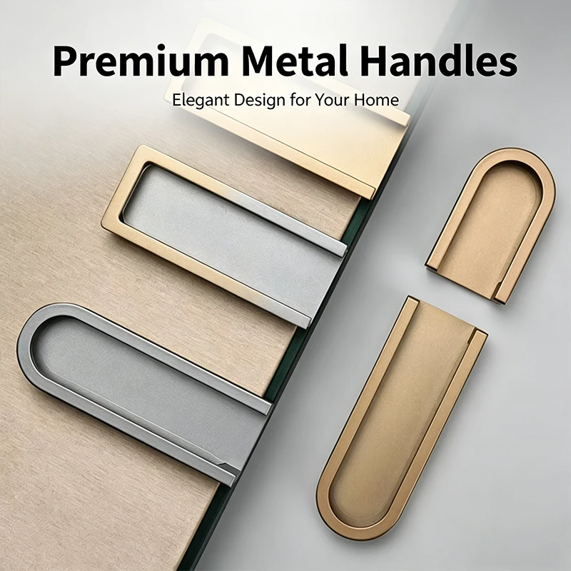 Morandi Recessed Hidden Handles, Embedded Flush Pulls, Inset Slotted Door Knobs for Wardrobe Cabinet Drawer Home Furniture