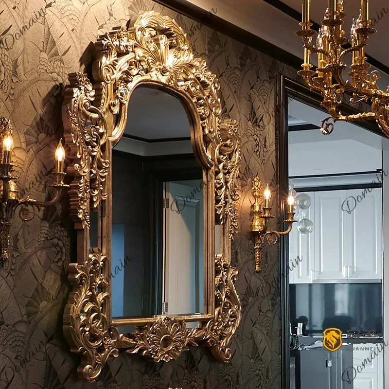 vanity mirror antique bedroom makeup wall-mounted antique mirror desktop American European retro large bathroom mirror