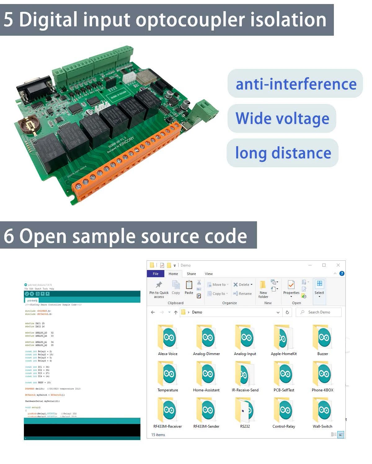 Kincony KC868-A6 ESP32 Development Board Relay Switch DIY Module ESPhome Tasmota