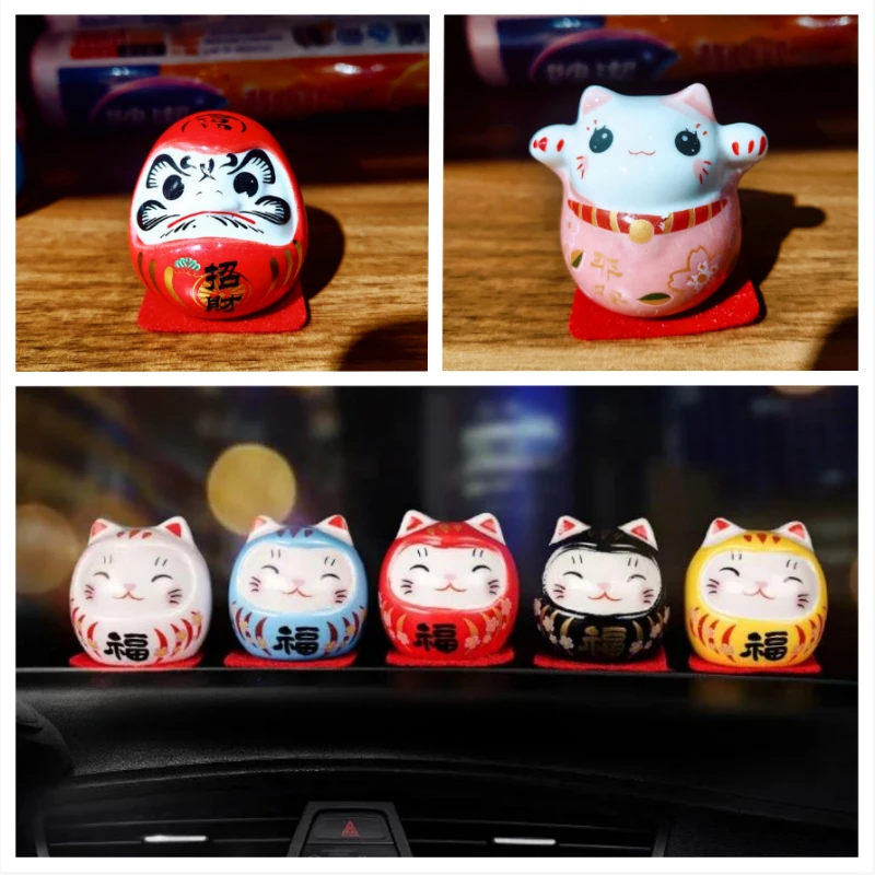 

Japanese Ceramic Daruma Doll Craft Lucky Charm Fortune Cat Craft Home Office Decor CarDesktop Decor Gift Lucky Charm Fortune Cat