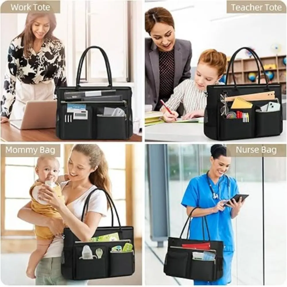 Multifunctional 15.6 Inch Laptop Bag Large Capacity Water-Resistant Work Tote Oxford Laptop Tote Commute Travel College