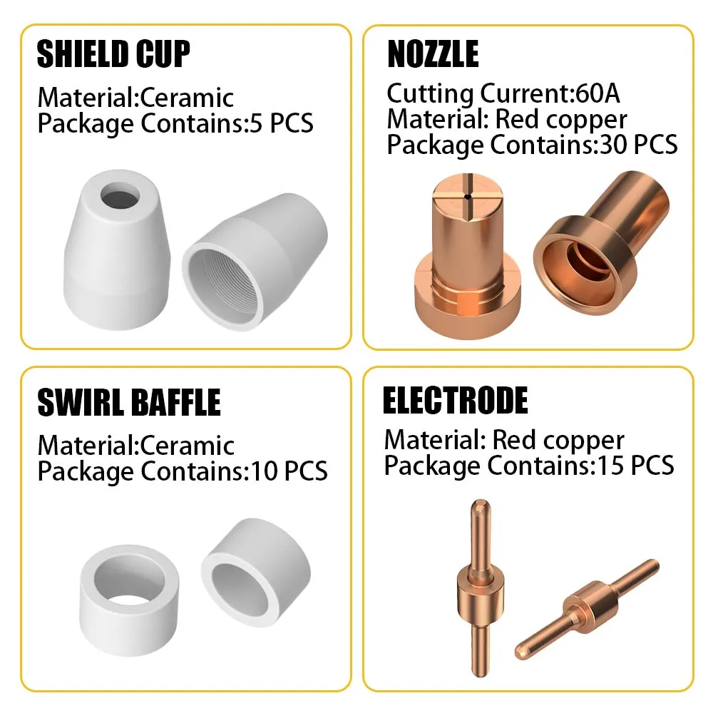 Uitgebreid PT-31 mondstuk CUT40 nikkel plasmasnijmondstuk snijmachine elektrode cup plating verbruiksartikelen combinatieset