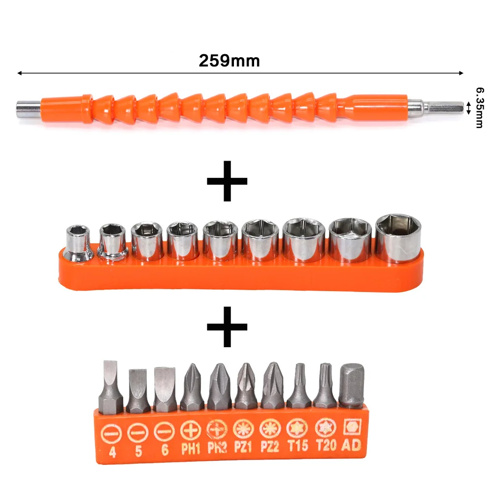 21 sets of hand drill universal flexible shaft 10 sets of batch head 9 sets of sleeve multi-function tool flexible shaft extensi