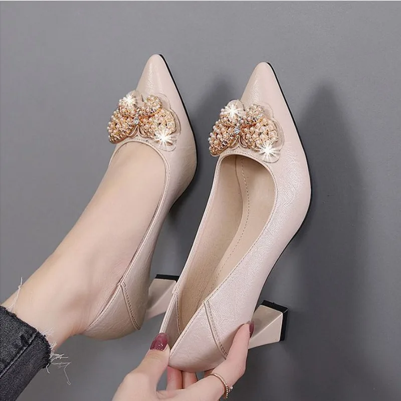 Butterfly Rhinestone Woman Pumps Pointed Toe High Heels Shoes for Women Stylish 39 Quick Delivery Young Elegant Dress Footwear