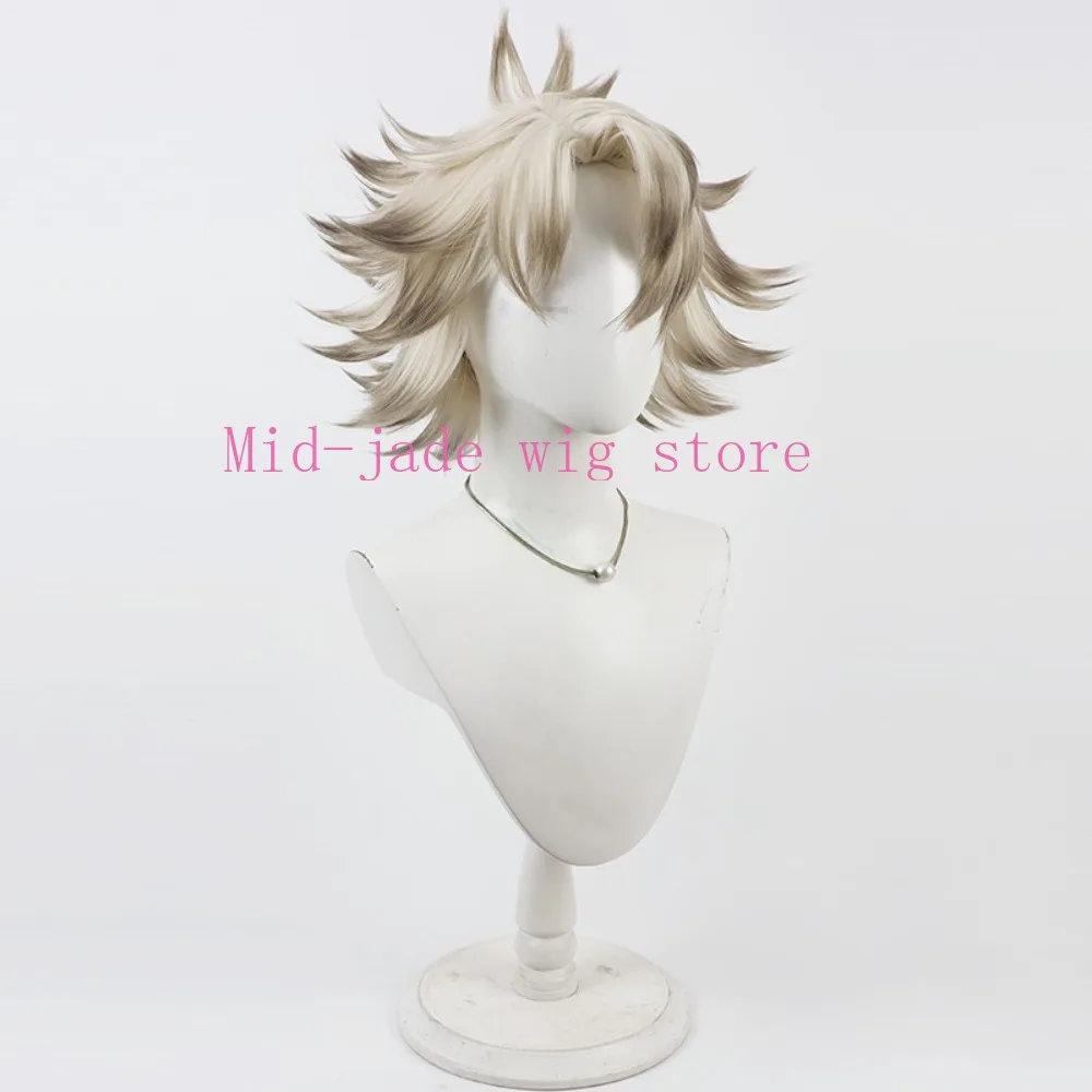 Ludo Cosplay Wig Deep Brown Hair White Highlight Spiky Texture Synthetic Fiber Hairpiece for Anime Expo Halloween Night Festival view 3