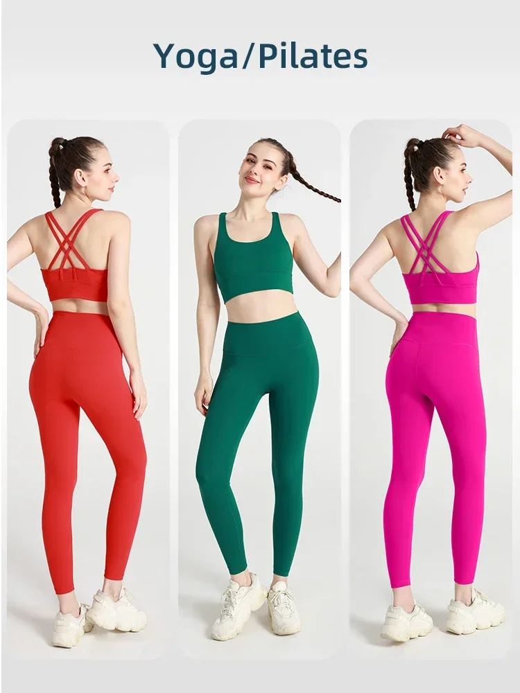 2024 New 2 Piece Yoga Clothes Women's Tracksuit Quick Dry Set Breathable Fitness Suit Fitness Clothing Sports Bra Leggings Suit