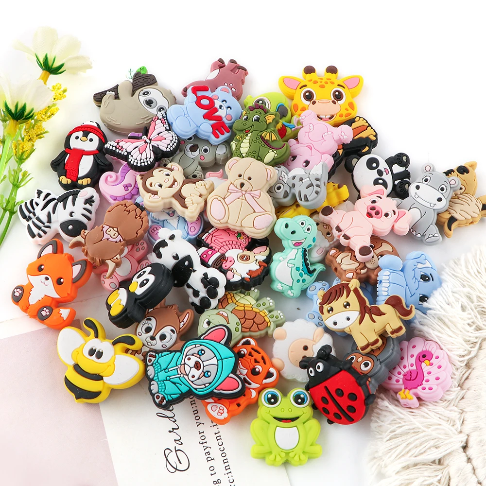 New Focus Silicone Beads Cartoon Spotted flower Animal Set Combination Beads Jewelry DIY Keychain Necklace Bracelet Accessories