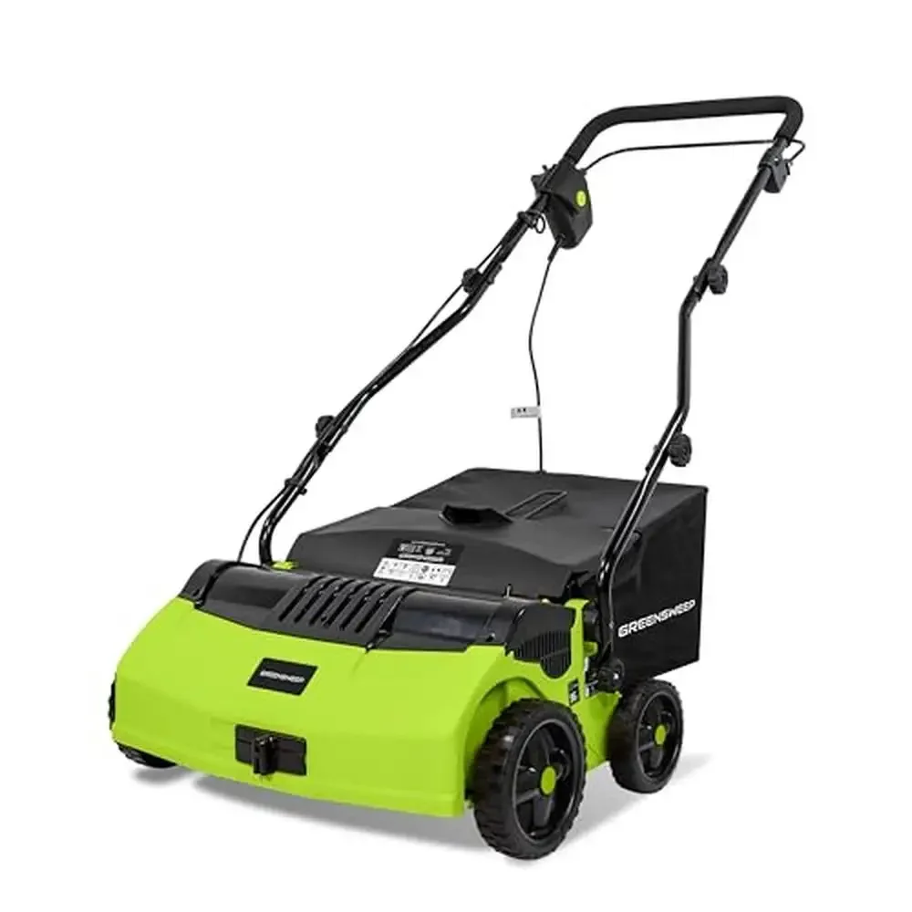 Electric Sweeper Rake Vacuum 45L Collection Bag 5 Adjustable Heights Foldable Handle GreenSweep V2 Artificial Grass Refresh Tool