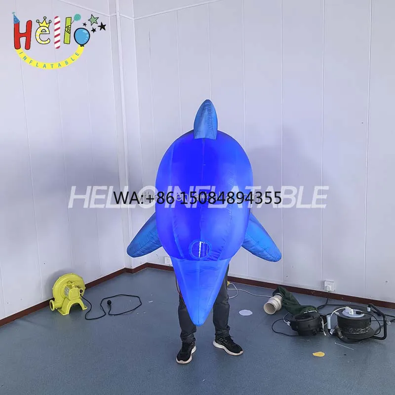 Wearable Inflatable Dolphin Costume Customizable for Parade Performance & Carnival Activities