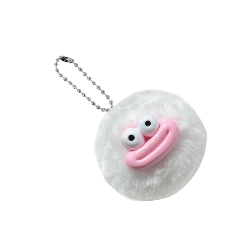 B2EB Colorful Keychain with Sausage Mouth Pompoms Backpacks Car Key Softs Keyrings