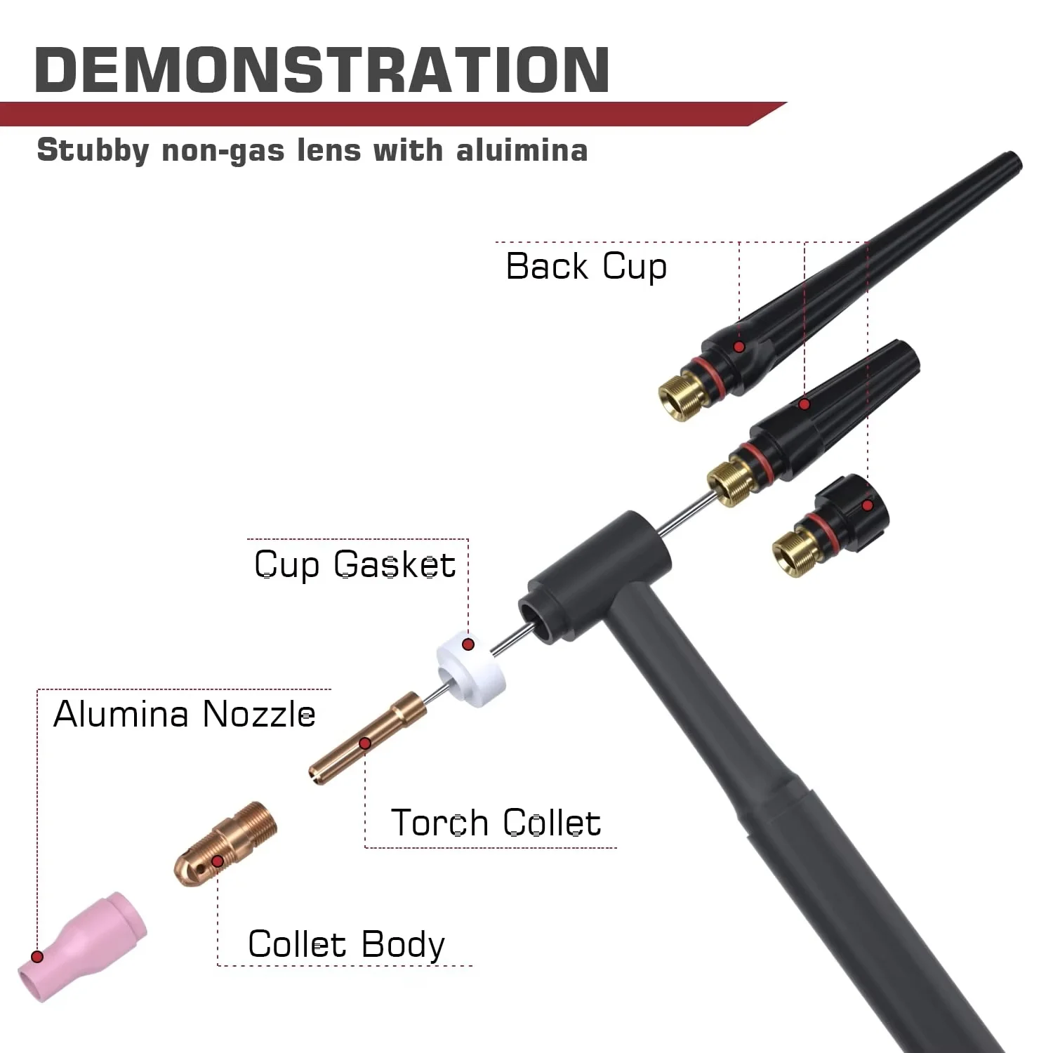 ARCCAPTAIN 49/71Pcs Welding Accessories Torch Stubby Gas Lens For TIG Welding torch WP-17/18/26 High Temperature Glass Cup Kit