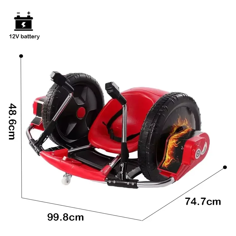 Rotate 360 Degrees Electric Ride on Car for Kids 3 to 8 Years Plastic Material Remote Control 12V Battery