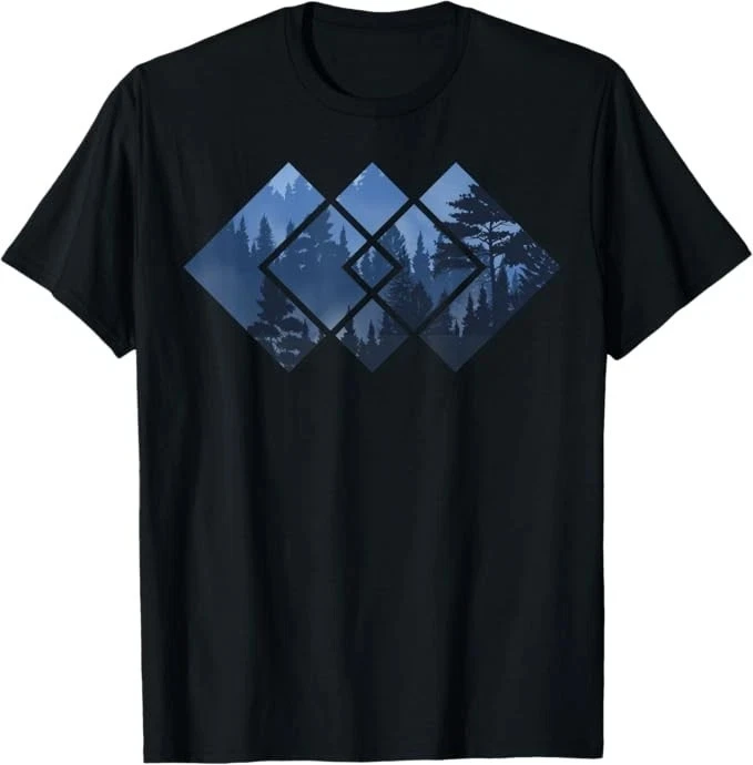 Forest Nature Square T-shirt Comfortable and Breathable Soft Fashionable Funny Daily Sports Wear Men's Clothing Men Tee