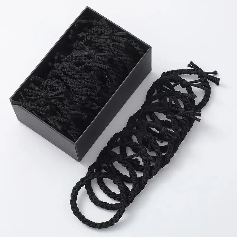 

Thick Black Simple Rubber Band Tied With Ponytail High Elastic Durable Head Rope Knotted Braided Hair Rope Tied With Hair Rope