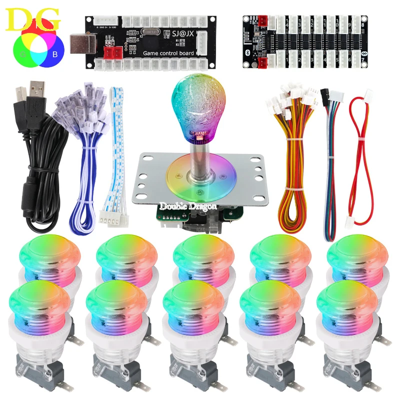Arcade Game Buttons and Controller Board Kit with 4 Pin RGB Light in 7 Color Support BlueTooth and APP Remote Control