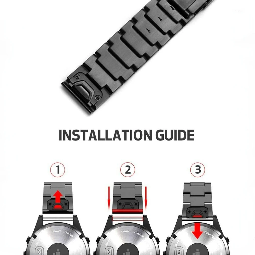 26/22/20mm Metal Strap For Garmin Fenix 6X 6S/Fenix 5X 3HR Stainless steel Quick fit connector strap for Forerunner 745/Fenix5 6