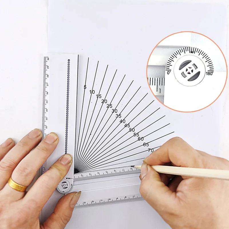 1pcs Simple Style 30cm Transparent Rectangle Ruler Protractor Student Stationery Drawing Tool Supplies