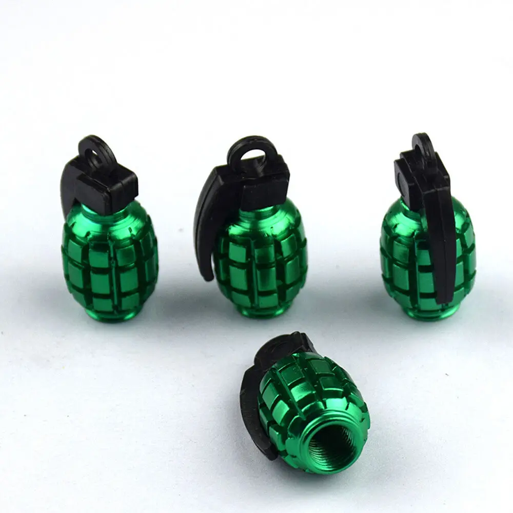 

4pcs Green Grenades Metal Car Truck Wheel Tire Air Valve Tire Valve Stem Caps for UTV ATV