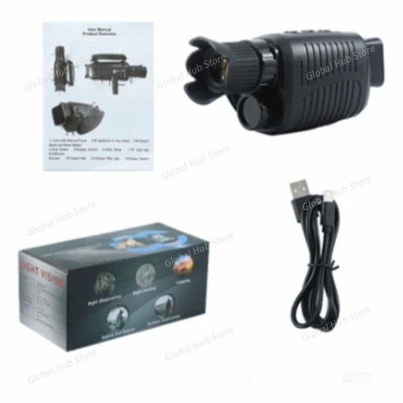 The R7 High-definition All-black and Red External Digital Monocular Night Vision Device with 10x Zoom Can Take Photos and Videos