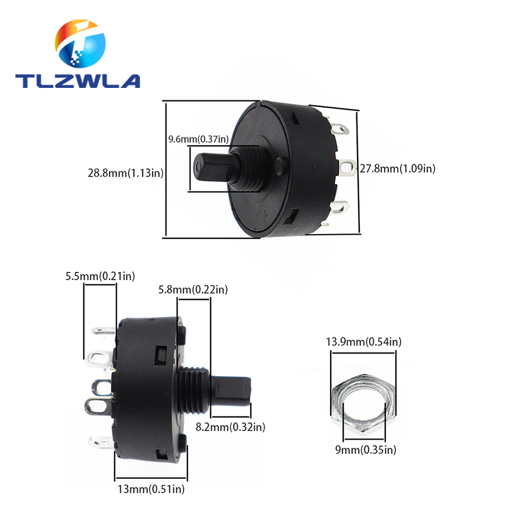 Knob Switch 6A 2/3/5/6/7/8 Position Rotary Switch 3/4/6/7/8/9Pin Electric Oven Power Switch Heater Temperature Control Switch