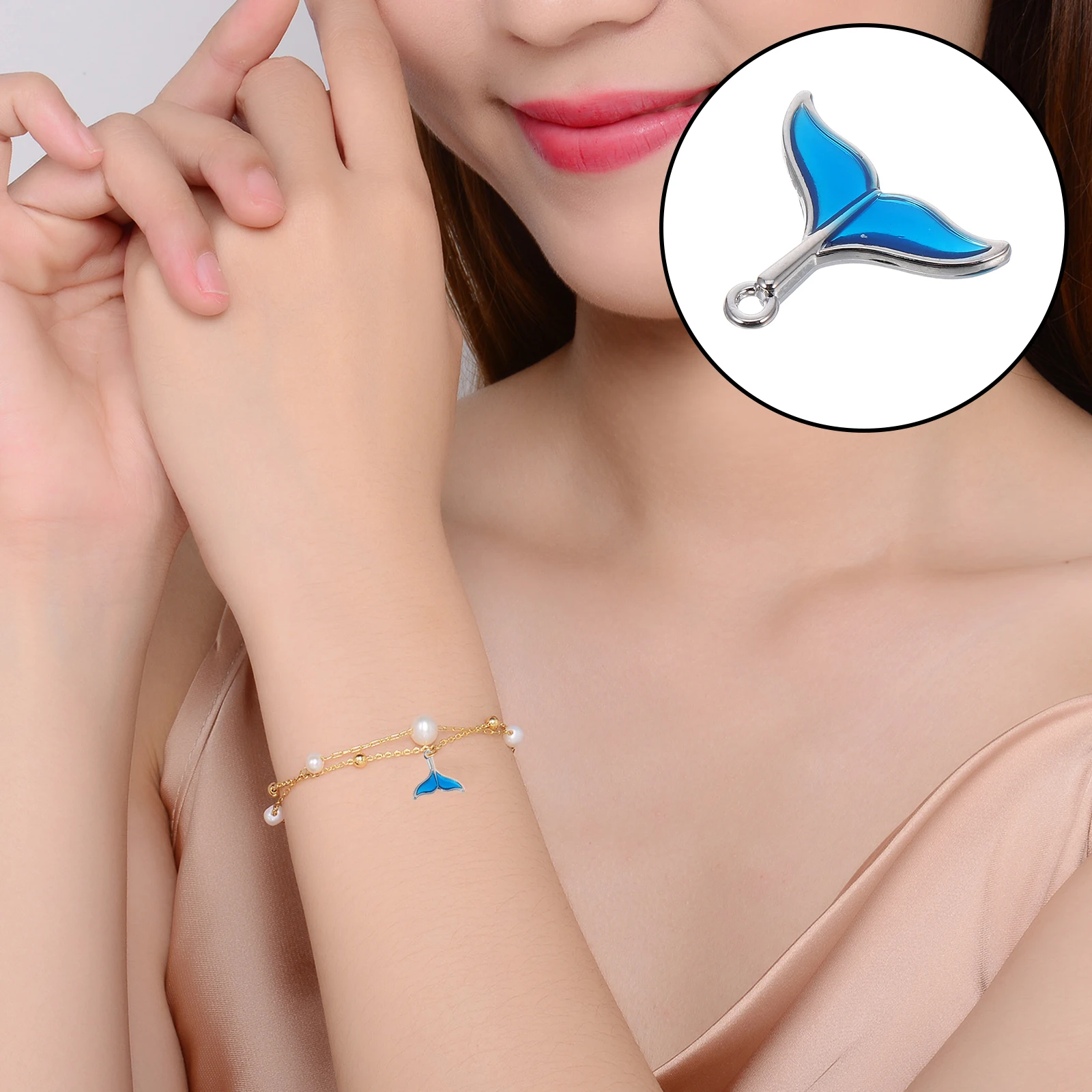 

10pcs Fish Tail Charms Jewelry Accessories Mermaid Pendant Earrings Bracelet Decorative Zinc Alloy Keychain Supplies
