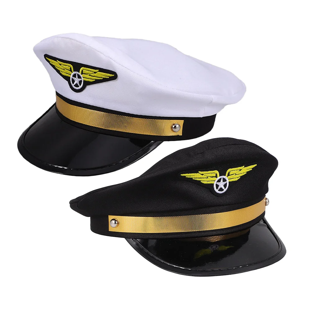 

2pcs Pilot Hat Adjustable Captain Sailor Costume Headband Cosplay Masquerade Carnival Sun Protection Breathable