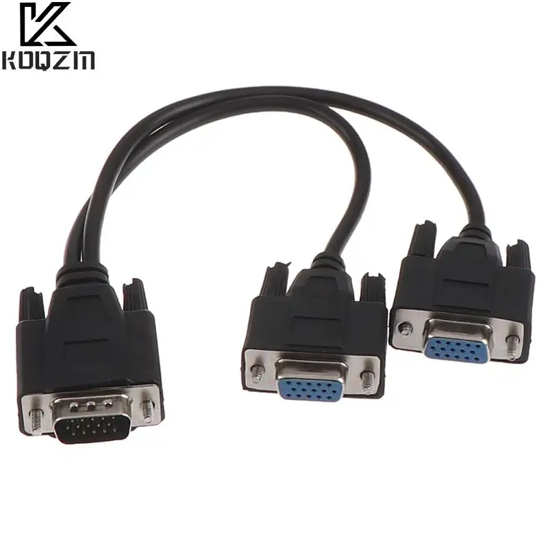 15Pin VGA Male to 2 VGA SVGA Female Adapter Splitter Cable for PC Monitor Video Display