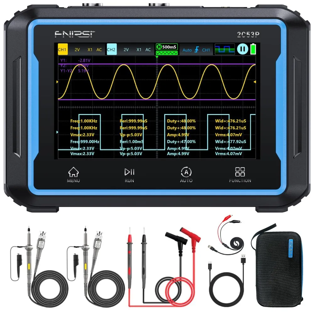 Handheld Tablet Oscilloscope Multimeter DDS Signal Generator 3 in 1,2CH Automotive Oscilloscope Multimeters with 50Mhz Bandwidth