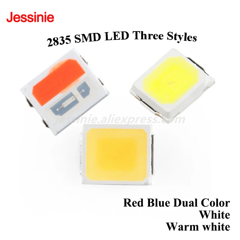 500pcs/50pcs 2835 SMD LED Red Blue Dual Color Warm White High Bright Light Emitting Diode Lamp Light Beads 0.2W 0.5W