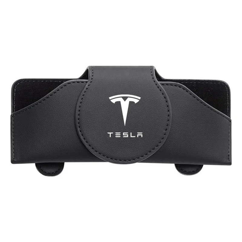 Nuova custodia per occhiali da Auto in pelle custodia per occhiali da sole Clip per Tesla Model 3 Model S X Model Y Roadster SpaceX accessori Auto