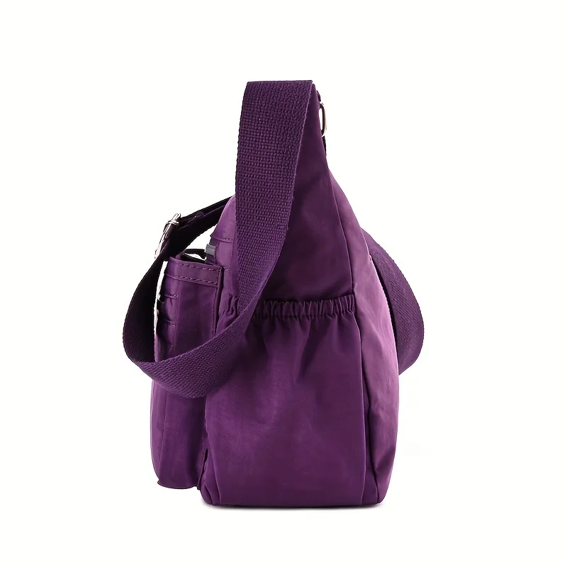 Nylon Crossbody Bag, Lightweight Zipper Shoulder Bag, Multi Pockets Messenger Bag Purses