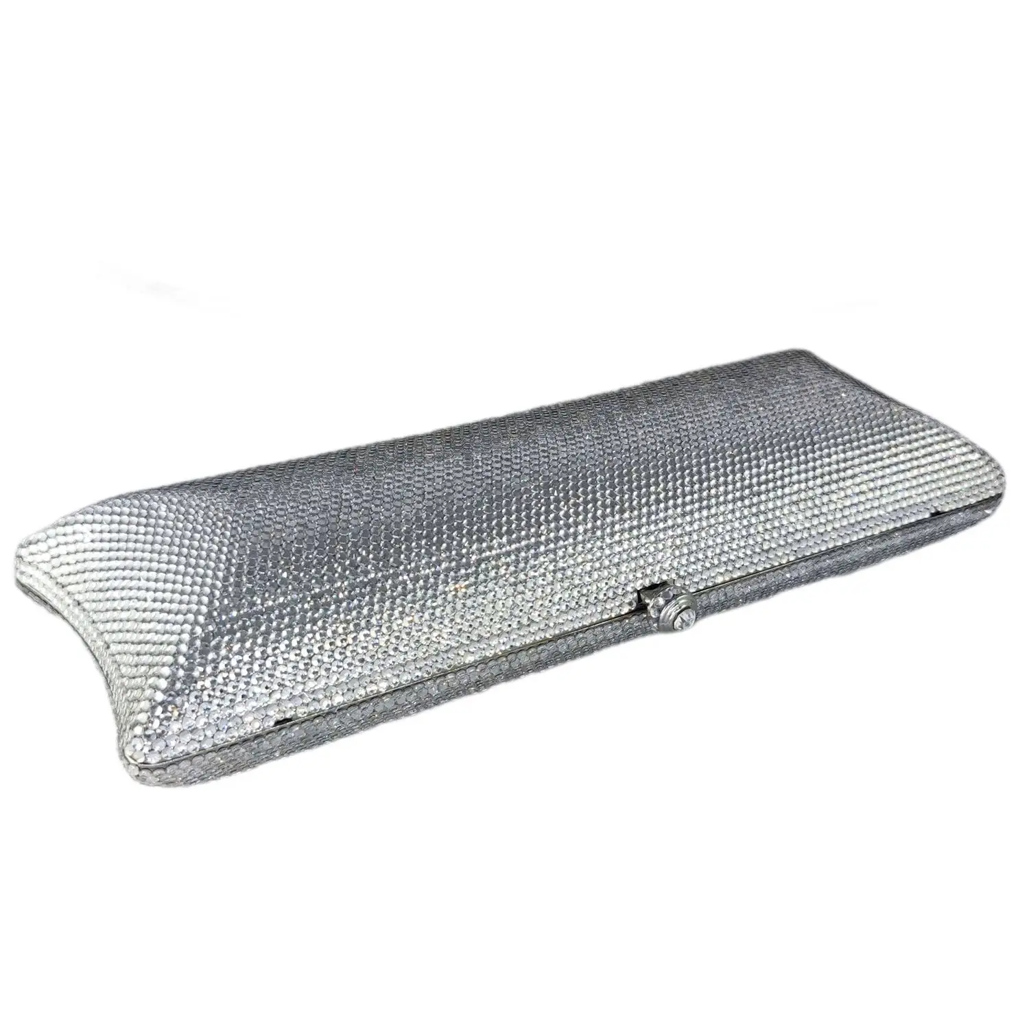 Boutique De FGG Sparkly Women Silver Crystal Clutch Bags Wedding Party Bridal Rhinestone Handbags and Purses Prom Diaond Clutch