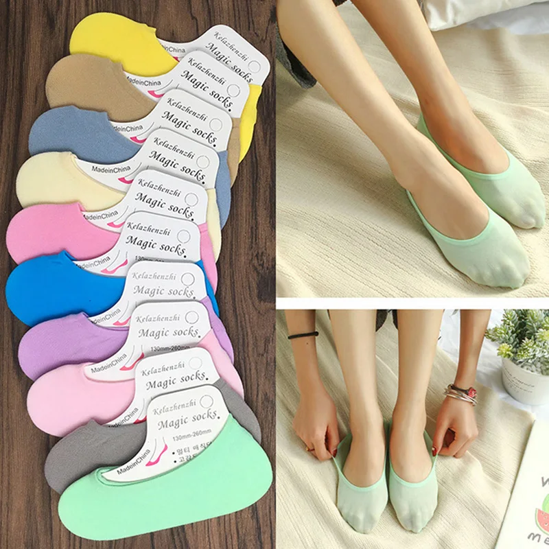 Ladies Velvet Invisible Boat Socks Heel with Non-slip Silicone Summer Ultra-thin Women Socks Shallow Mouth Low Cut Sock Slippers