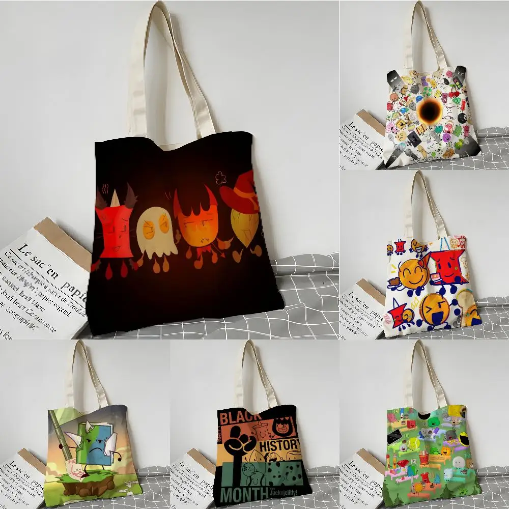 B-Battle for Dream Island Game BFDI Storage Bags Reusable Large Capacity Shopping Bag for Daily Use Grocery Travel & Work