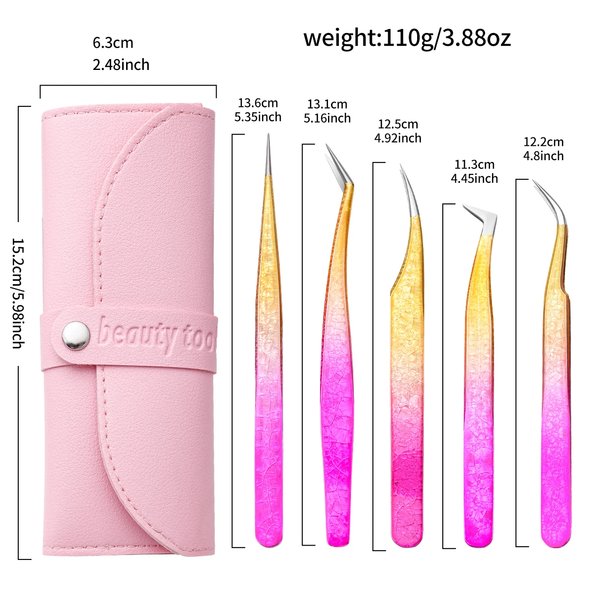 5 Eyelash tweezers Eyelash Extension Tweezers Eyelash Volume Tool Strap Pack Stainless Steel Eyelash Extension Tweezers Sharp Ey