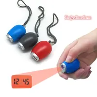 Portable Digital Projection Alarm Clock Key Chains Mini Projector LED Clock Carry Time Flashlight Clock with Hanging Rope