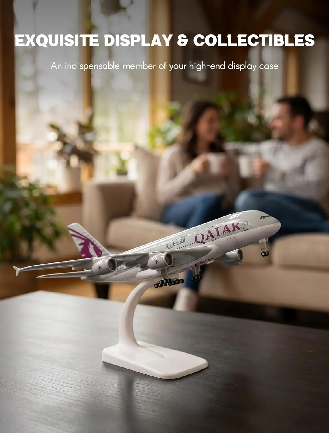 1/300 20cm Qatar A380 Diecast Metal Airplane Model Kit with Stand for Aviation Enthusiast Gift or Display Decorationsfor Display