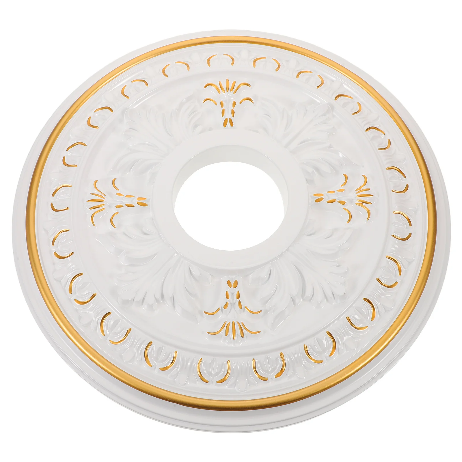 

Decorative Ceiling Medallion 39.6 Cm Round White Plaster Light Panel For Chandeliers Pendant Lights Entryway Dining Room