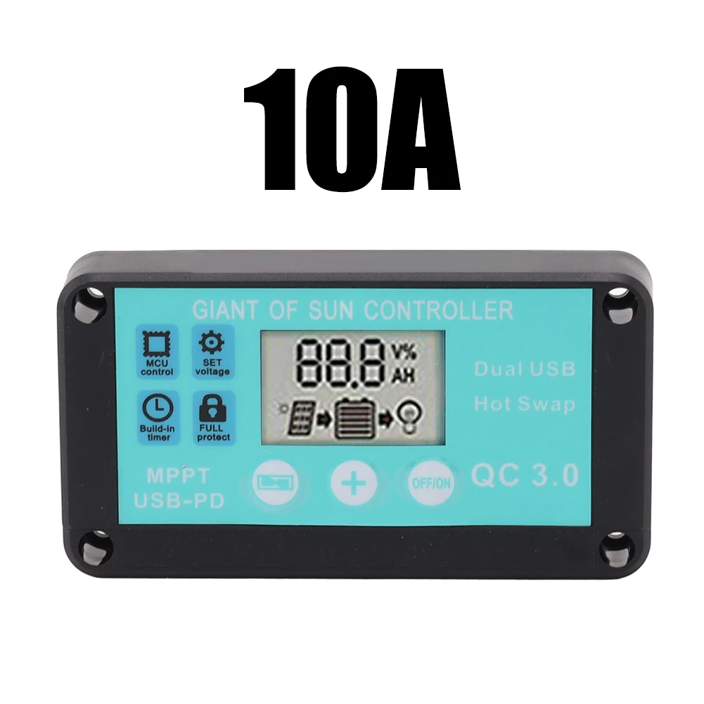 

Практичная быстрая установка, высококачественный контроллер, контроллер солнечного контроллера, солнечный контроллер 10A, ABS + металл, 10A