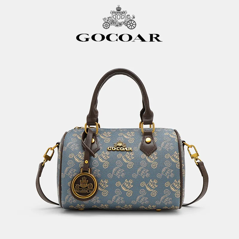 

Light Luxury Classic Horse Drawn Cart Crossbody Handbag for Women, Boston Bag, Minimalist Printed Shoulder Bag