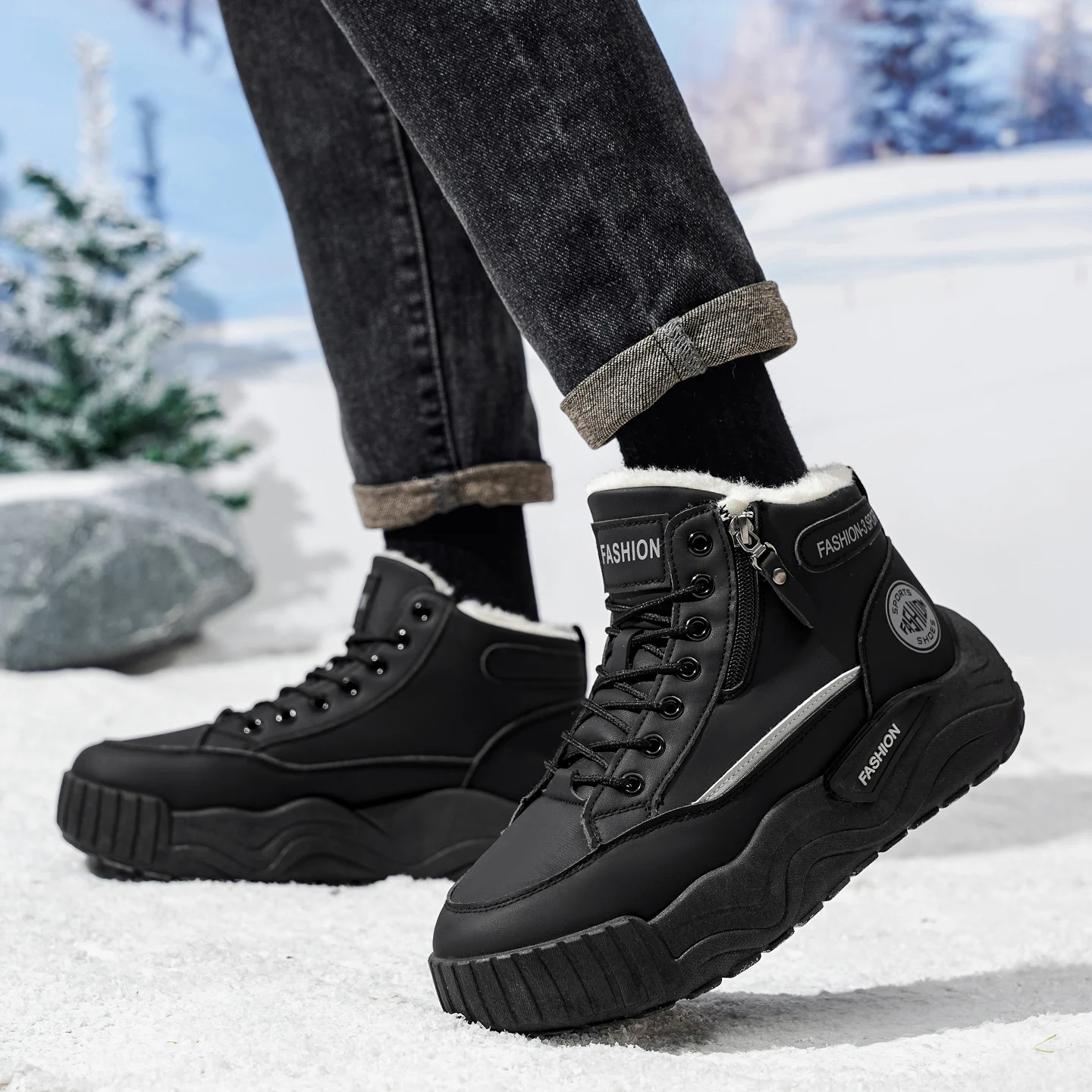Men's Winter High-Top Snow Boots | Thick-Soled Fleece-Lined Warm Cotton Shoes | Cold-Resistant Casual Ankle Boots