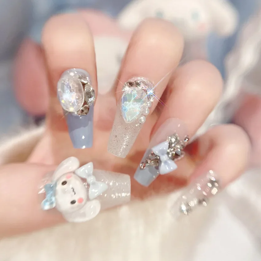 Miniso Sanrio Kuromi Fake Nails Cute Anime Cartoon My Melody Nail Patches Good-looking Fashion Nail Sticker Women Holiday Gifts