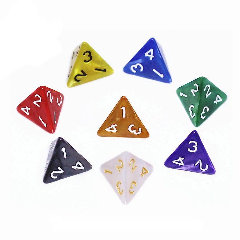 8PCS D4 4-sided Pearl Digital Dice Math Teaching Aids Colorful Tabletop Board Games Multi Side Dice Toy Tabletop Game Accessory