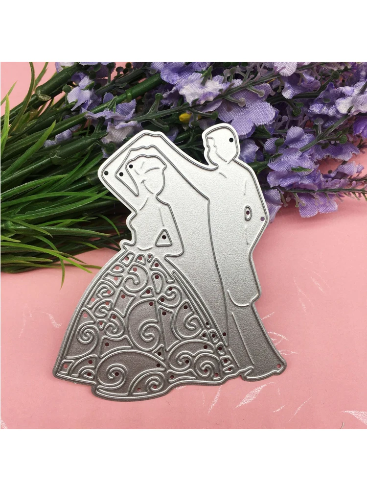 Bride and groom DIY Cards Scrapbooking Decor Embossing Dies Cut Stencils Folder Craft Delicate sand Metal Die Cutting Dies