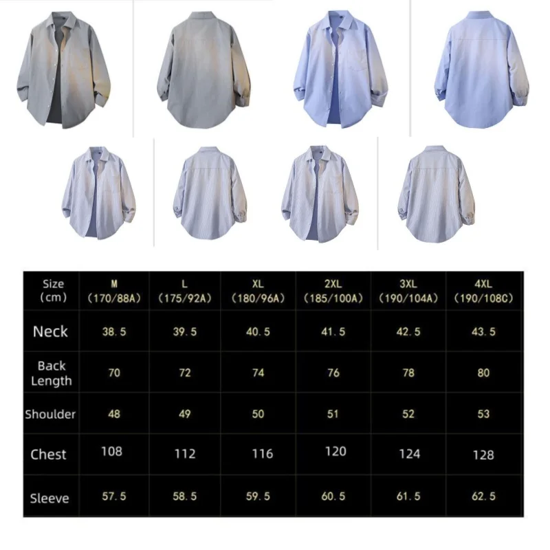 Autumn Long-sleeved Shirt Men's Casual Shirts Retro Commuting Solid Color Lapel Black Shirt Male Loose Tops XXXL Overshirt