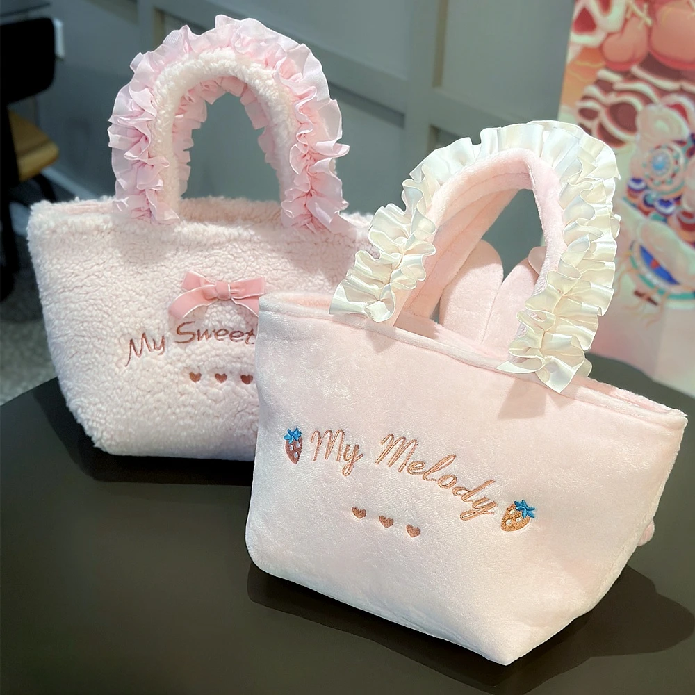 Lovely My Melody Handbag Japanese Style Cosmetic Bag Kawaii Anime Piano Plush Lolita Bag Large Capacity Birthday Gifts