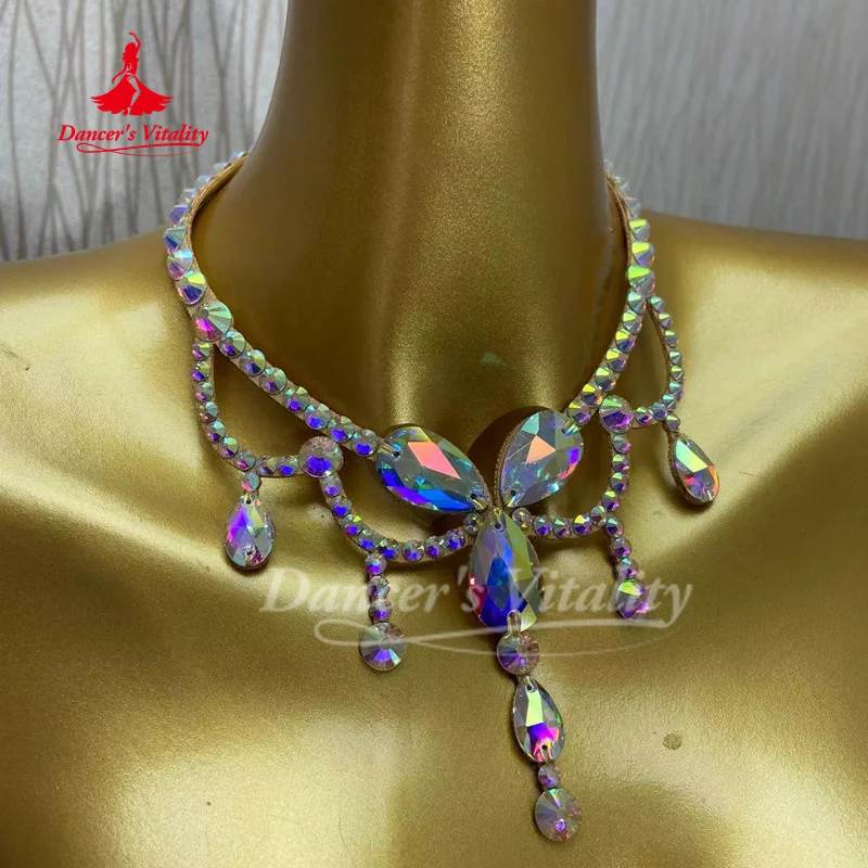 Belly Dancing Competition Accessories for Women's Senior AB Stones Necklace Adult and Girl Oriental Dance Performance Necklaces