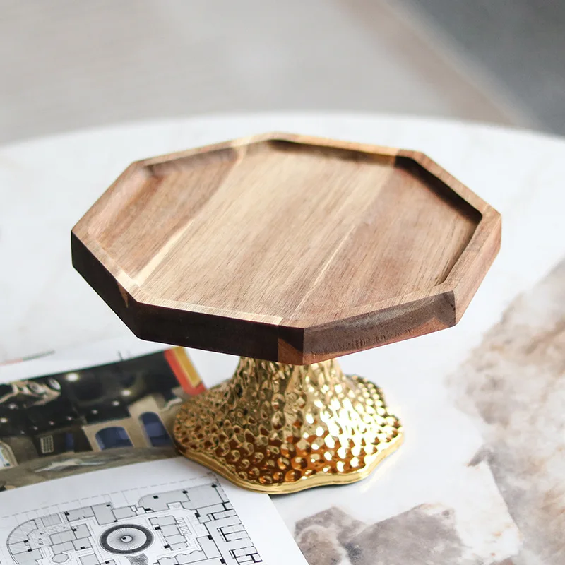 

Китайская роскошная шестиугольная ваза для фруктов из цельного дерева, украшения для отеля, виллы, пекарни, десерта, торта, витрина, тарелка, украшения для дома