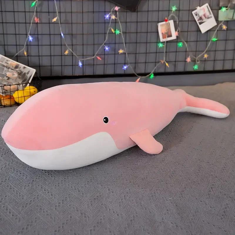 Juguete para niños de 55cm, ballena de peluche Kawaii, muñecos de peluche suaves y bonitos, almohada para niñas y niños, regalo de cumpleaños para